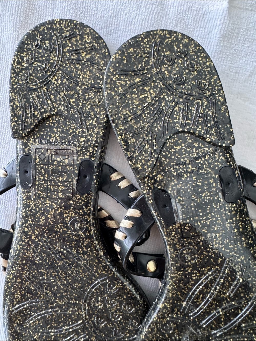 Jack Rogers Black and Gold Jelly Women's Sandals - Picture 2 of 6